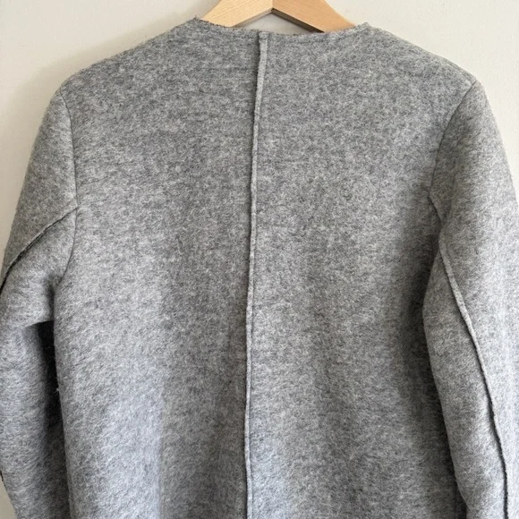 Bee & U Light Grey Italian Wool Button Mid Length Women's Jacket SZ Med - Picture 10 of 14